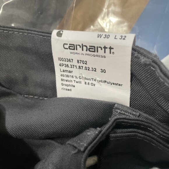 Carhartt WIP Lamar 30x32 Graphite (grey) NWT Pant Chino Khaki Slim Straight - Picture 3 of 8
